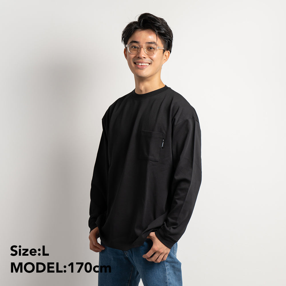 TNOC THE TEE LONG SLEEVE PONTE / BLACK POCKET