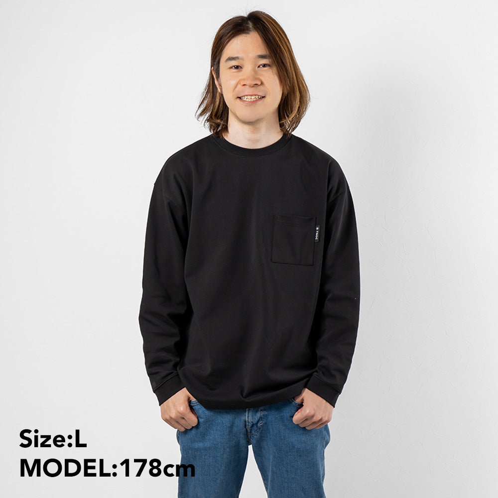 TNOC THE TEE LONG SLEEVE PONTE / BLACK POCKET