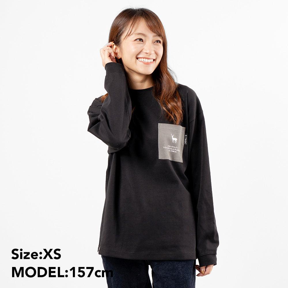 TNOC THE TEE LONG SLEEVE PONTE / FOG GRAY POCKET