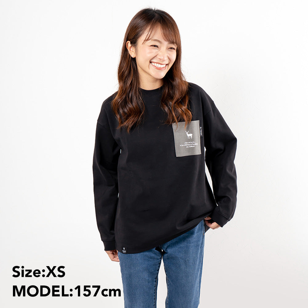 TNOC THE TEE LONG SLEEVE PONTE / FOG GRAY POCKET