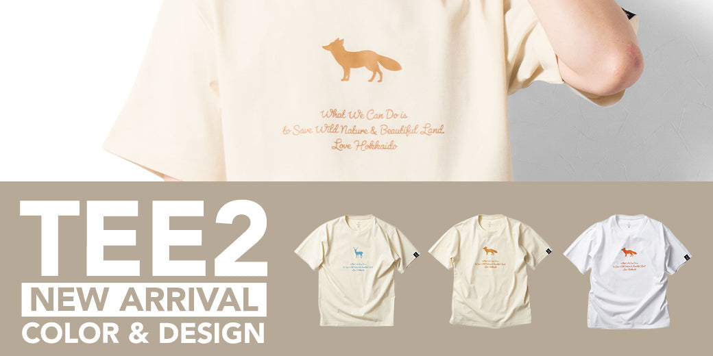 TNOC hokkaidoの定番Tシャツ「TNOC THE TEE2」から新カラーポプラの綿毛のように優しいホワイト「FLUFF WHITE」と、キツネのシルエットがかわいい「KITSUNE」が登場！